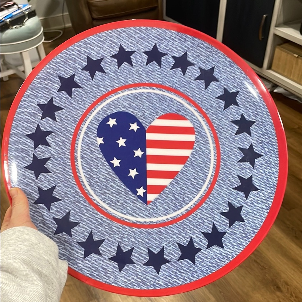 Patriotic Blue and Red Dessert Plate